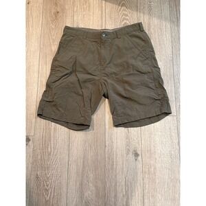 REI Co-op Mens Sahara Cargo Shorts Olive Brown Nylon UPF 50+ Hiking Size 36